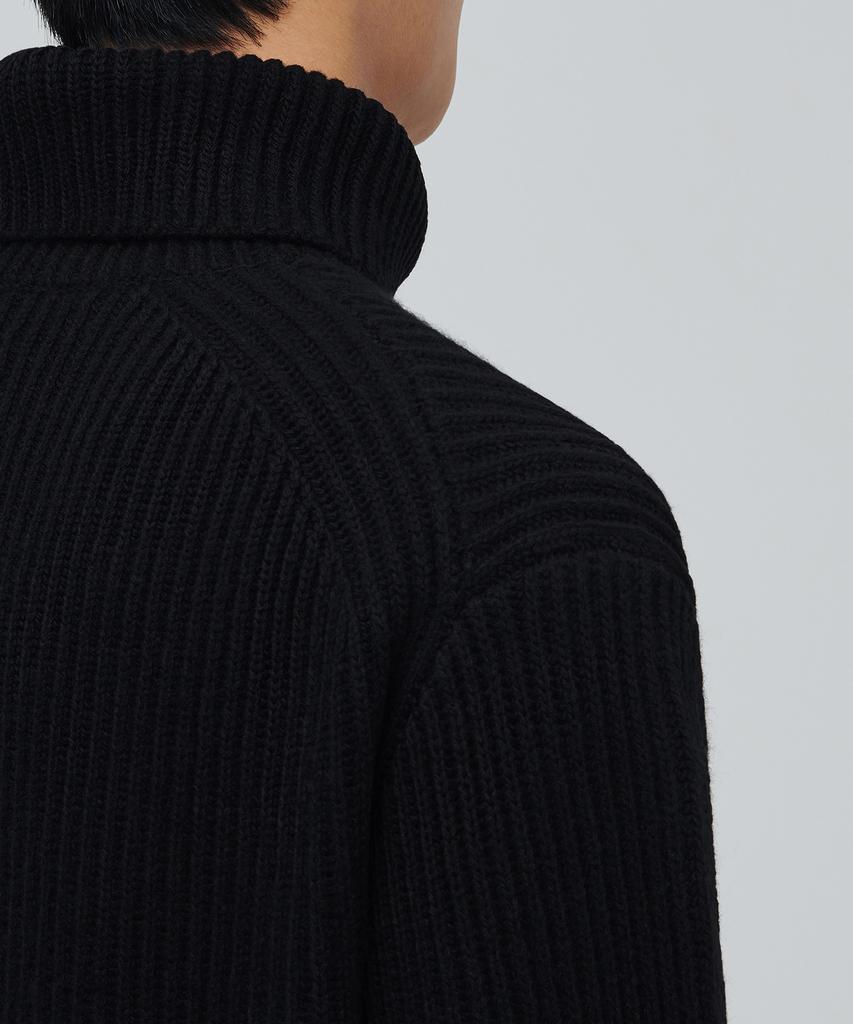 MUSINSA STANDARD Lambswool Ribbed Turtleneck Knit [Black]