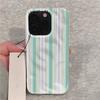 Роскошный Чехол для Телефона Зелено-Фиолетовая Полоска Для iPhone 17 14 15 Pro Max 13 12 11 16 15 Plus Air Вогнуто-Выпуклый Силиконовый Мягкий Чехол