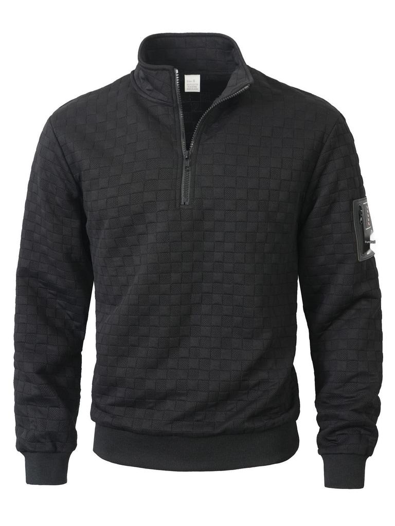 Мужская тактическая флисовая толстовка на молнии в клетку с воротником-стойкой