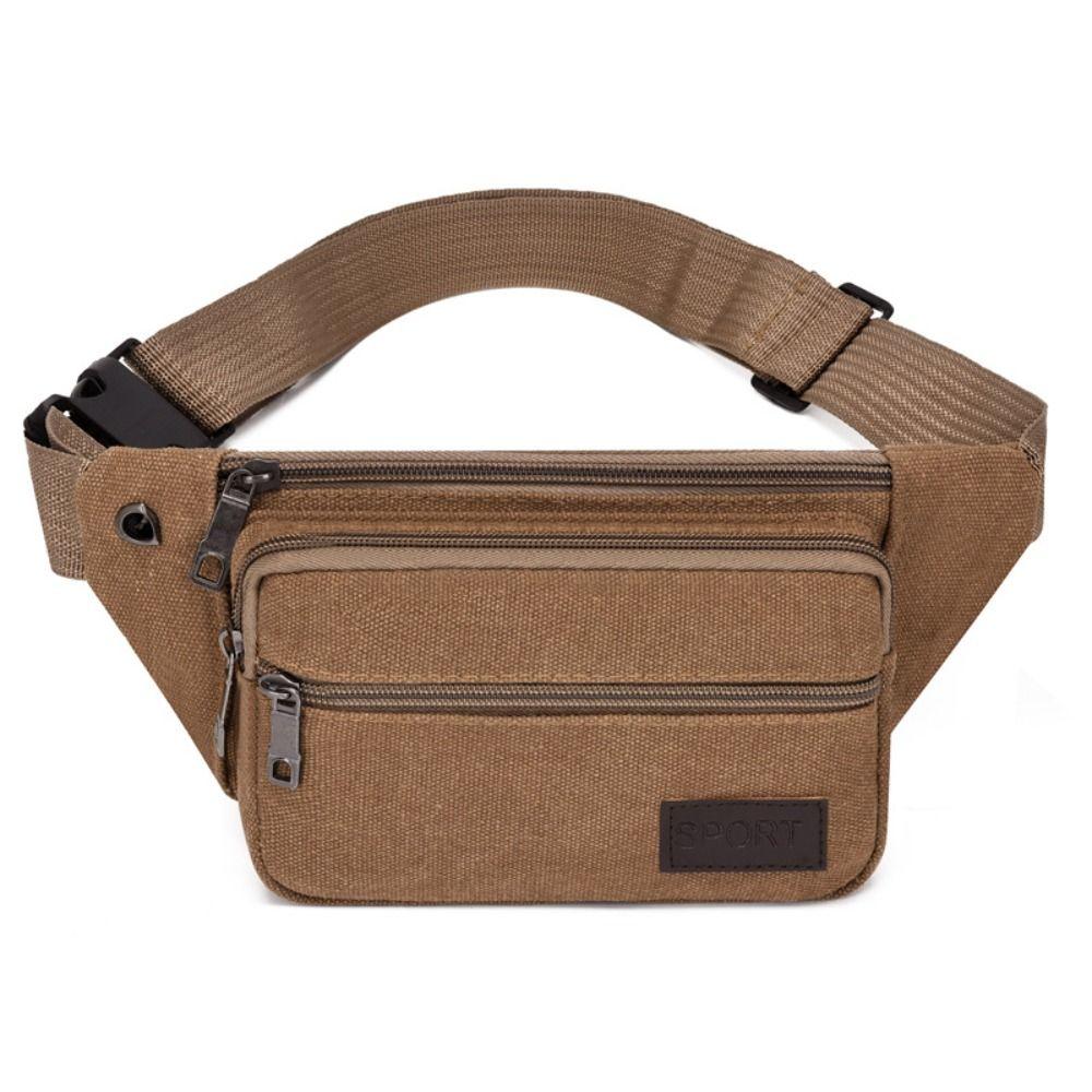 Men's Canvas Crossbody Bags Multifunctional Multi-Pockets Storage Bag Chest Shoulder Bag Large Capacity Waist Bag Chest Pack