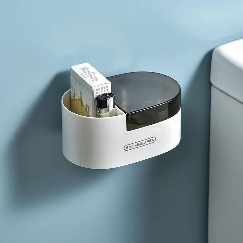 1/4PCS Home Bathroom Storage Box, Creative, Personalized, Trendy Stainless Steel Non Perforated Wall Hanging Ashtray