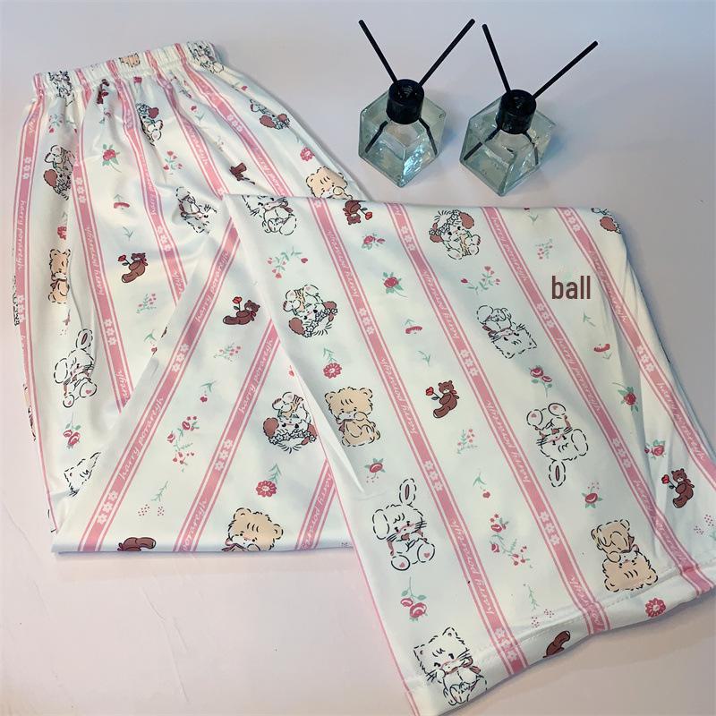 Свободные пижамные штаны с корейским рисунком для женщин - весна и осень