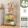 Fruit Vegetable Storage Basket,4 Tier Stackable Metal Wire Storage Baskets with Wheels,Fruit Vegetable Produce Basket Organizer Bins