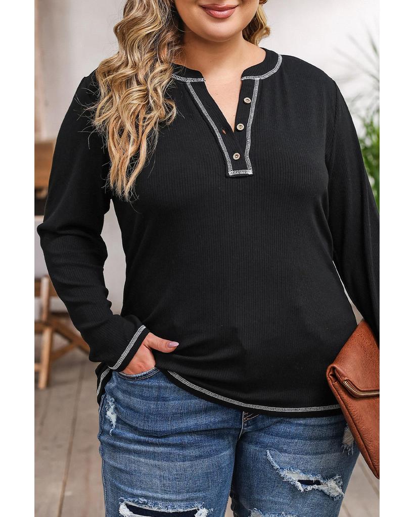 Azura Exchange Контрастный рубчатый топ-хенли