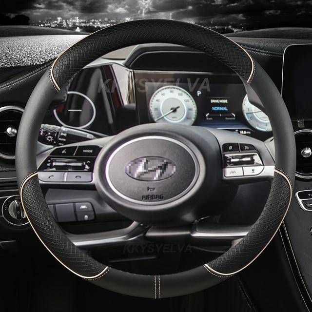 Чехол на руль автомобиля из искусственной кожи для Hyundai Tucson NX4 Elantra Sonata 10th, автоаксессуары