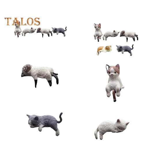1/2/4Pcs Mini Cat Figurine Car Dashboard Central Control Display Screen Mount Sleeping Lying Sitting Kitten Statue Animal Sculpture Ornament