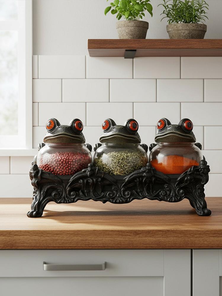 Handcrafted Witchy Frog Apothecary Spice Jars Empty Clear Seasoning Jars Spice Containers Seasoning Containers for Salt Pepper