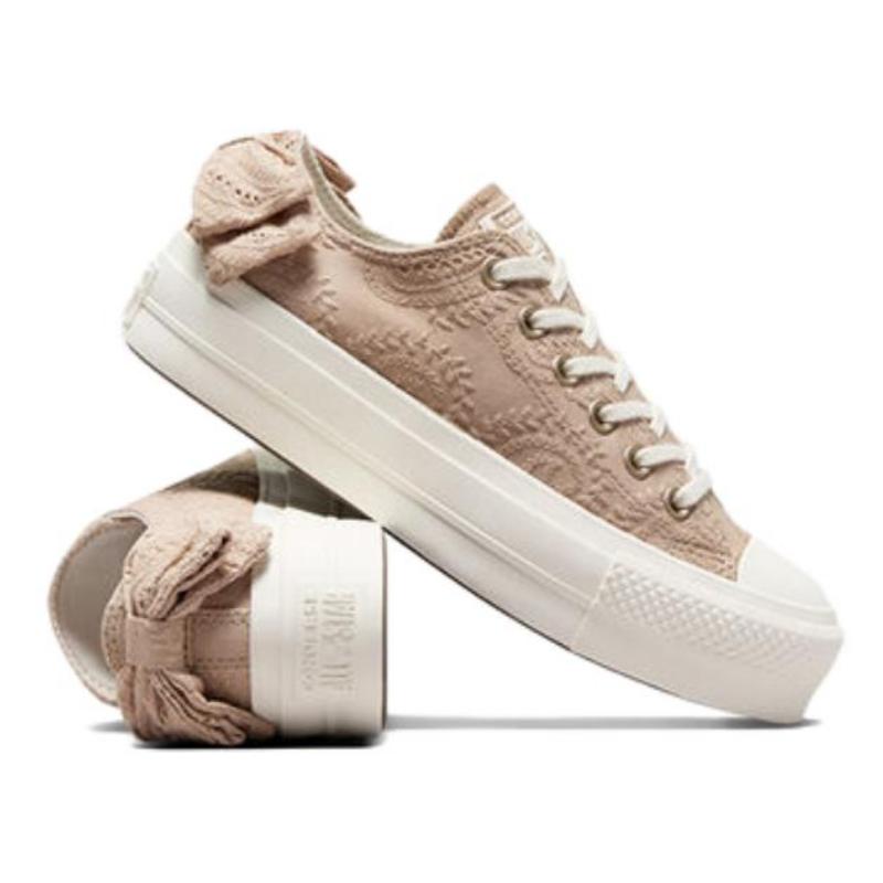 Converse Chuck Taylor All Star Удобные и Простые Нескользящие Легкие Эспадрильи с Низким Верхом Женские Коричневые Белые