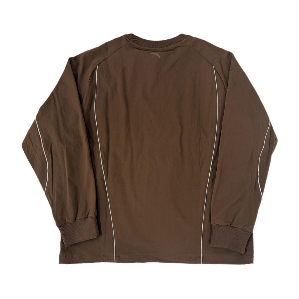 Anta Kyrie Irving Series Brown Unisex V-Neck Contrast Stitch Loose Long Sleeve Sweatshirt 172541601-2