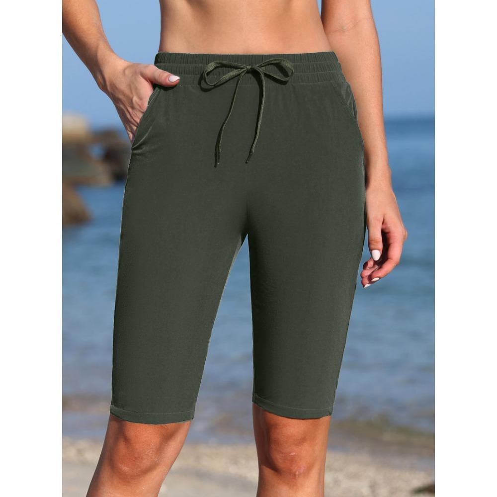 Charmleaks Шорты для плавания женские с карманами на шнурке женские шорты для плавания с подкладкой длиной до колена