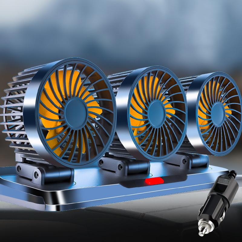 Fan For Car USB Double Fan Portable Fan Air Cooling Fan 360 Degree Rotation Office Fans Portable 3 Head Fan Mini USB Desktop Fan