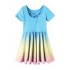 Летнее платье для девочек, платье для малышей, однотонное повседневное платье-футболка с коротким рукавом А-силуэта