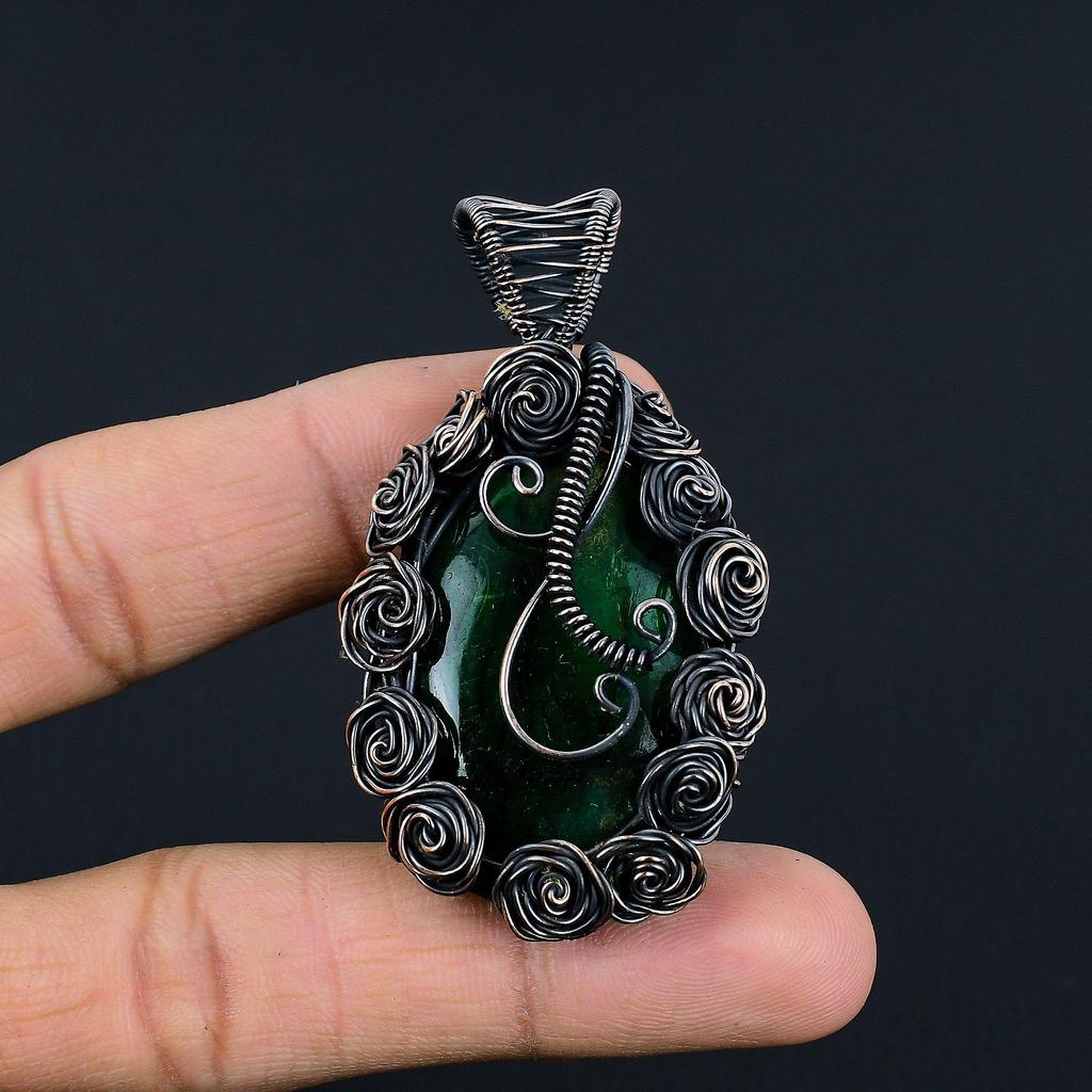 Подвеска из лабрадорита с зелёной вспышкой, ювелирное изделие из драгоценного камня, подвеска с обмоткой из медной проволоки 999 пробы, украшение ручной работы, подвеска с камнем-талисманом, подарок для него