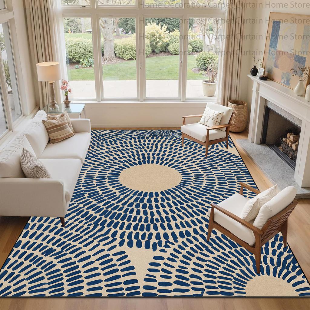 Navy Dot Modern Abstract Geometric Carpet for Living Room Luxury Home Decor Large Rugs Soft Non-slip Washable Bedroom Floor Mat