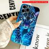 2DFlat Neon Blue Leopard Walking in Water All inclusive film hard phone case, compatible with iPhone 18 Pro Max 17 16 15 14 13 12 11