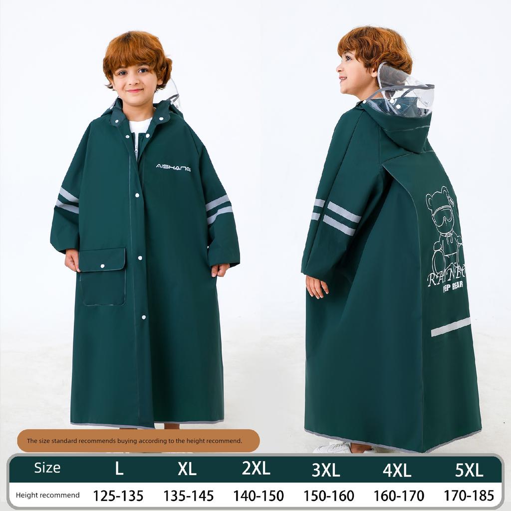 Kids Raincoat Children's High School Primary School Student Boys and Girls Big Schoolbag Full Body Rainproof for School