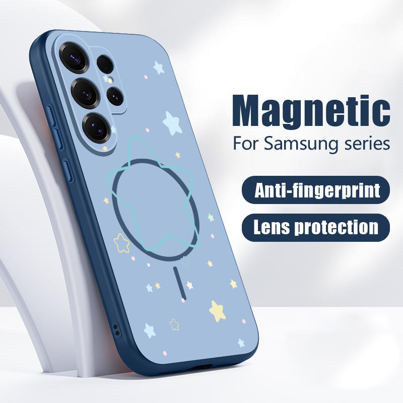 Чехол с узором 'Счастливые Звезды' для Samsung Galaxy S26 Ultra S25 Edge S24 Plus S23 FE S22 A17 A54 A55 A56 A57 5G Магнитный для Magsafe Матовый Чехол