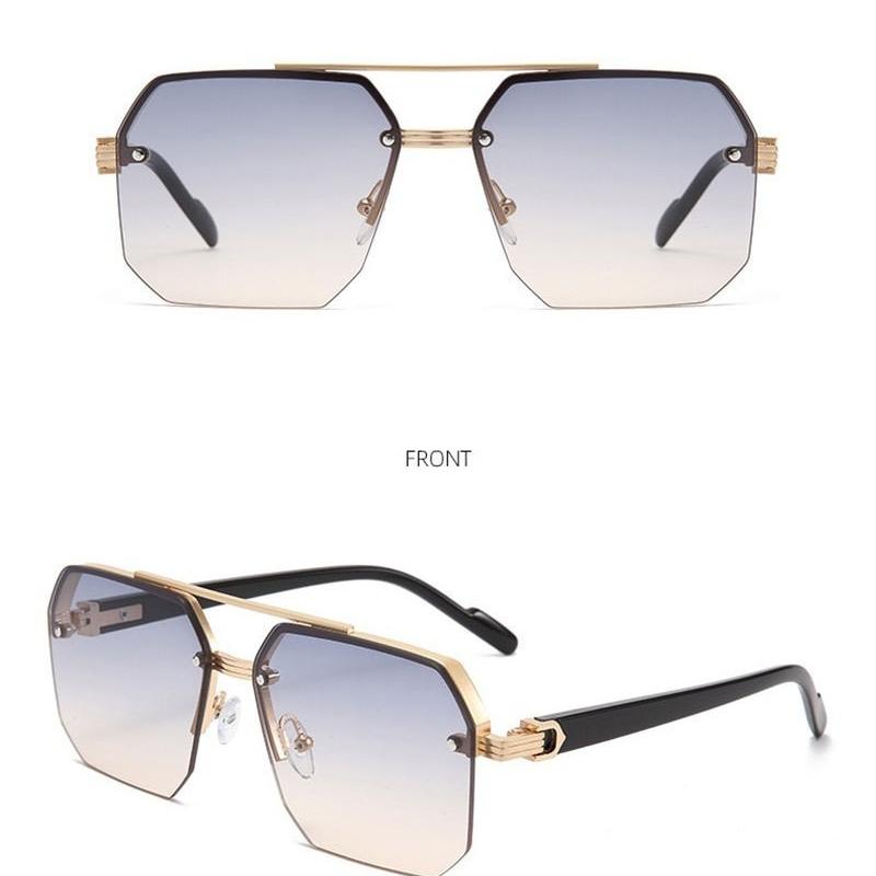 Rimless Square Aviator Sunglasses | Gradient Lens Fashion Shades for Men & Women
