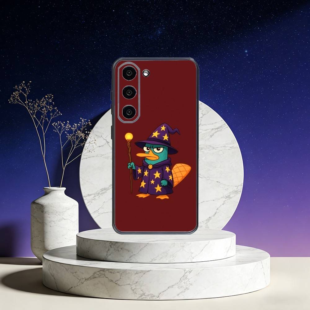 Милый Мультяшный Утконос Перри Чехол Для Телефона Для Samsung Galaxy A73,A72,A71,A70,A53,A52,A51,Других Мягкая Черная Крышка