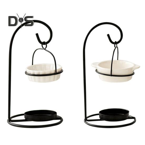 Essential Oil Burner Ceramic Aromatherapy Diffuser Oil Burner with Iron Tea Light Candle Holder Essential Oil Fragrance Diffuser for Bedroom Office