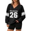 Women's Loose And Comfortable Letter V-neck Sportswear Long-sleeved Sweatshirt Daily Matching Clothes