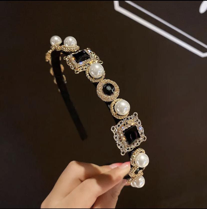 Изысканная повязка на голову с цветочным узором и стразами – высококачественный ретро-аксессуар для волос для женщин