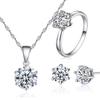 Korean Style Eight Hearts & Arrows Zirconia Jewelry Set: Necklace, Earrings, Ring