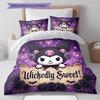 Kuromi Pattern Bedding,Quilt Set Quilt Cover Pillowcase Home Birthday Gift(1 * duvet cover + 2 * pillowcase, without core)