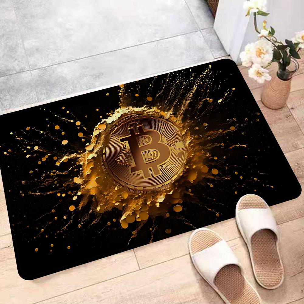 B-Bitcoin LOGO Door Mat Washable Non-Slip Living Room Sofa Chairs Area Mat Kitchen Doormat Area Rug