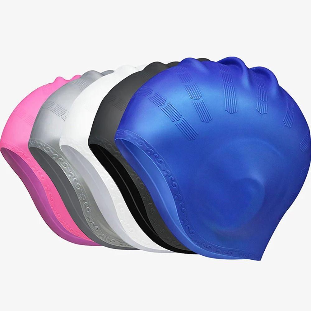 1Pcs Men Women Adults Silicone Swimming Caps Waterproof Swim Cap  For Long Short Hair
