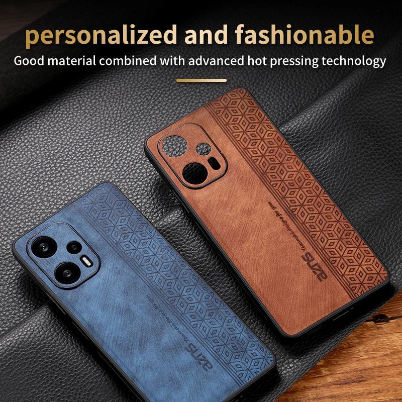Роскошный оригинальный матовый кожаный чехол для Xiaomi Redmi Note 13 5G 12 4G 11 11T 12 Pro Plus 11S 12 противоударный чехол с эффектом кожи