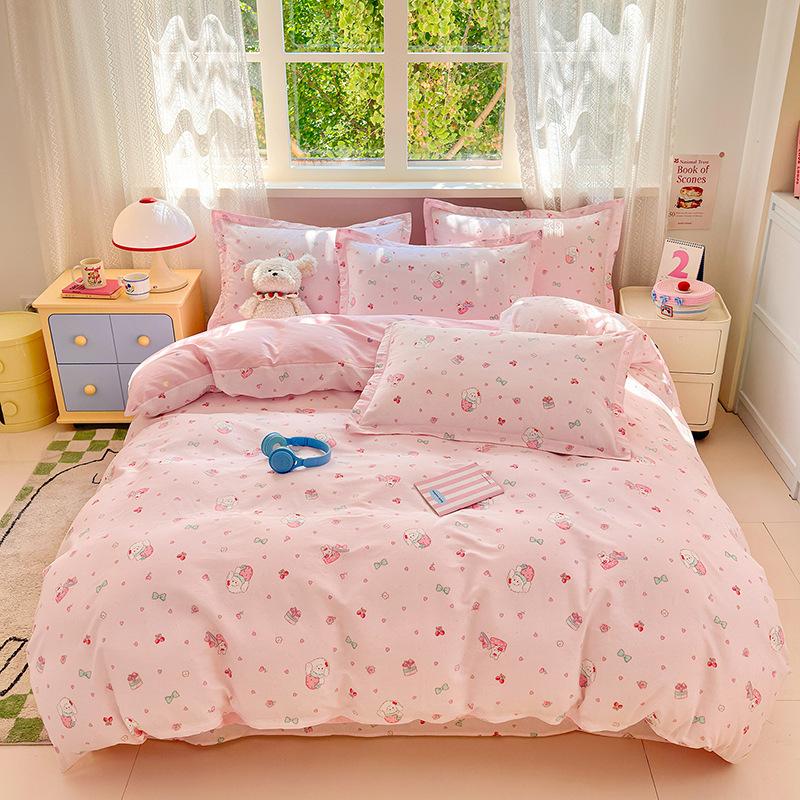 Class A 100% pure cotton four-piece set, bedding, maternal and infant grade, naked sleeping grade, bed sheet, quilt cover, student dormitory three