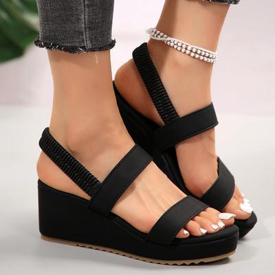 Модные женские сандалии на танкетке большого размера с открытым носком, на толстой подошве, летняя повседневная платформа, ремешок сзади, легкие женские сандалии-слингбэки