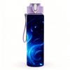 1PC Blue Cosmic Nebula Swirl Space Print 750ml Color Plastic Sports Water Bottle Leakproof Flip Straw Lid Suitable for Sports Office Home Use