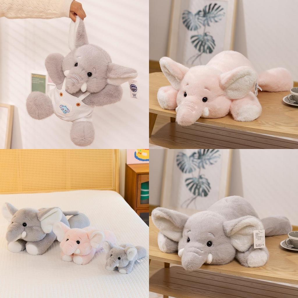 Cute Elephant Plush Stuffed Animals In Pink And Gray Ideal For Baby Comforting Dolls