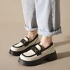 Women Loafers British Leather Shoes Platform Slip-on Thin Shoes Thick Sole Wide Heels Lolita Flatform Shoes Preppy Style Loafers