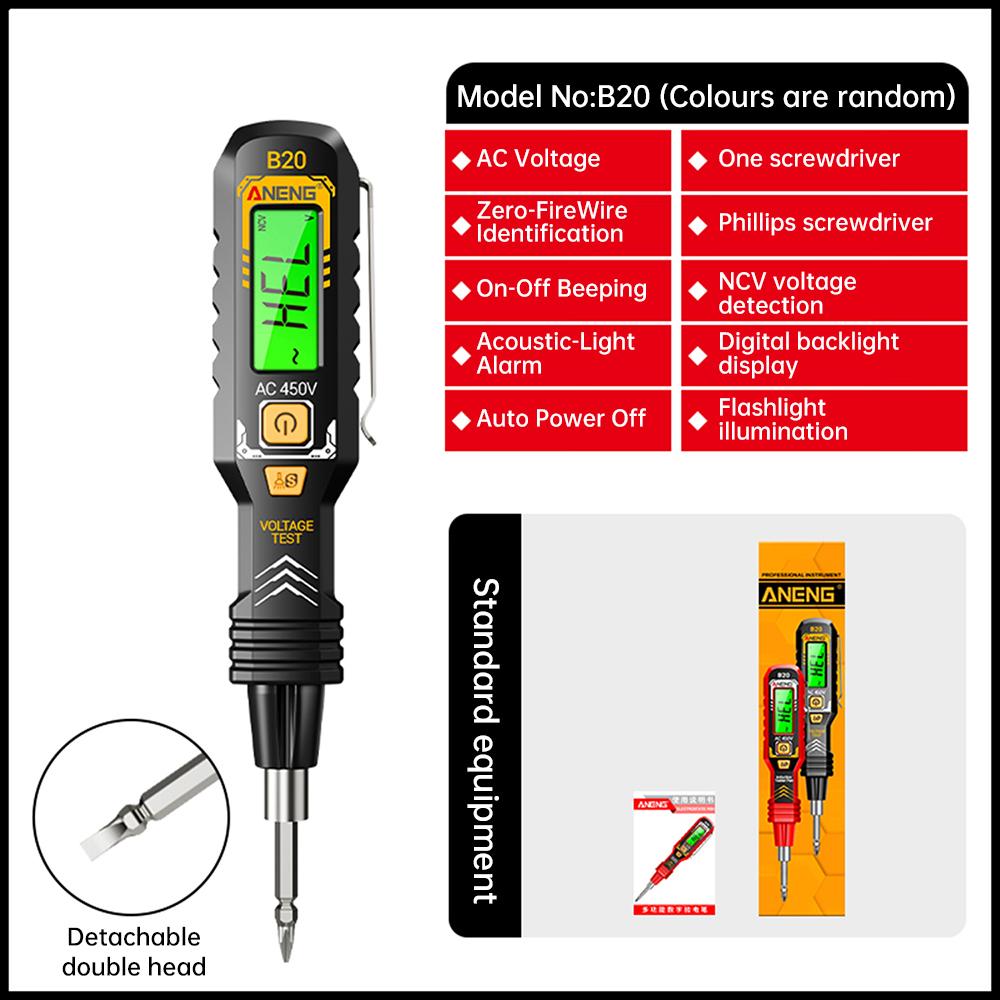 B20 B19 Цифровой LCD Тестер Напряжения Измерительная Ручка AC30V-1000V 11V-450V Отвертка Биты Точка Разрыва Электрический Индукционный Тест-Перо