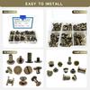 Round Flat Head Leather Rivets 6 Sizes Metal Screw Studs Kit Binding Rivets  Bookbinding
