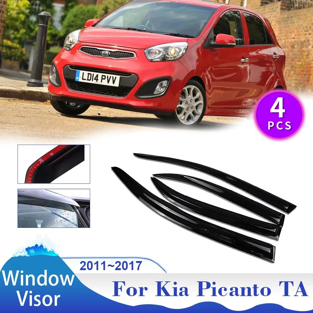 Козырек для окон Kia Picanto TA Morning 2011~2017 Боковые стороны автомобиля Защита от дождя Дефлектор Тент Укрытие Вентиляционное отверстие Дымоход Внешние аксессуары