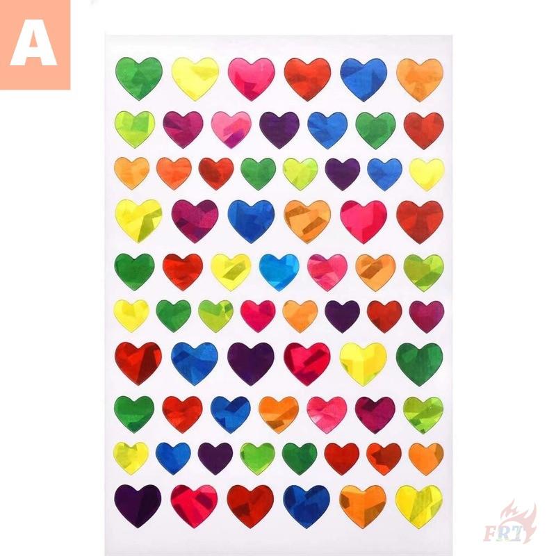 10Sheets/Set Laser Gradient Colorful Shapes - Star / Love Heart / Round Dot DIY Kids Rewards Stickers