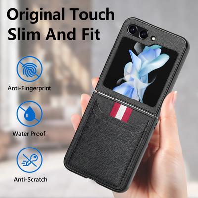 Карман для карточки Кожаный чехол для Samsung Galaxy Z Flip7 5G Flip 7 6 Flip6 Flip 5 4 3 Flip3 Flip4 Роскошные бизнес-чехлы