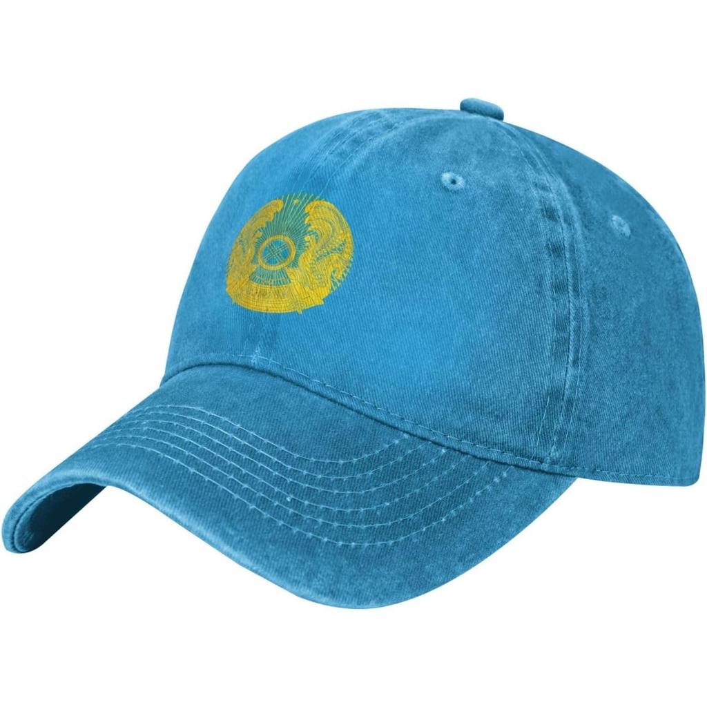 Kazakhstan Emblem Washed Baseball Cap Unisex Cotton Adjustable Casual Golf Hats
