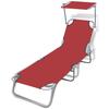 Folding Sun Lounger with Sun Canopy Steel and Fabric Red