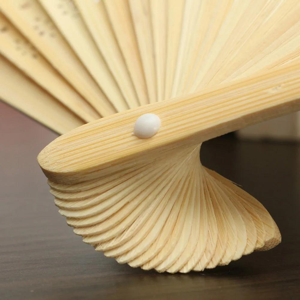 40-1Pcs Portable White Wedding Hand Fans Bamboo Foldable Paper Fan Party Wedding Supplies Gift Decoration For Guest Wedding Fan