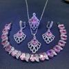 Pink Multi Colored Zircon Set Wedding Engagement Jewelry Four Piece Set Ladys Zircon Bracelet