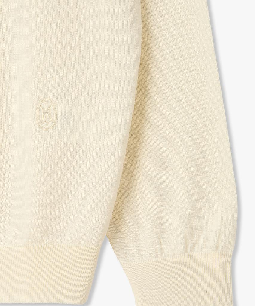 Man On The Boon Silk Wool Polo Cardigan_Cream 4716113012