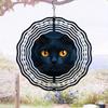 Hanging Wind Chime Pearl Black Cat Pattern Wind Direction Gyro Metal Decor for Outdoor Garden Patio Indoor Space Ideal Gift for Festival