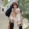 New Autumn and Winter Scottish Style Extra Long Wool Warm Outer Fringed Shawl Soft Plaid Scarf for Women