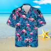 Hawaiian Shirts 3D Printed Flamingo Graphic Men Vintage Vacation Street Short Sleeve Shirt Men's Button Down Lapel Blouse