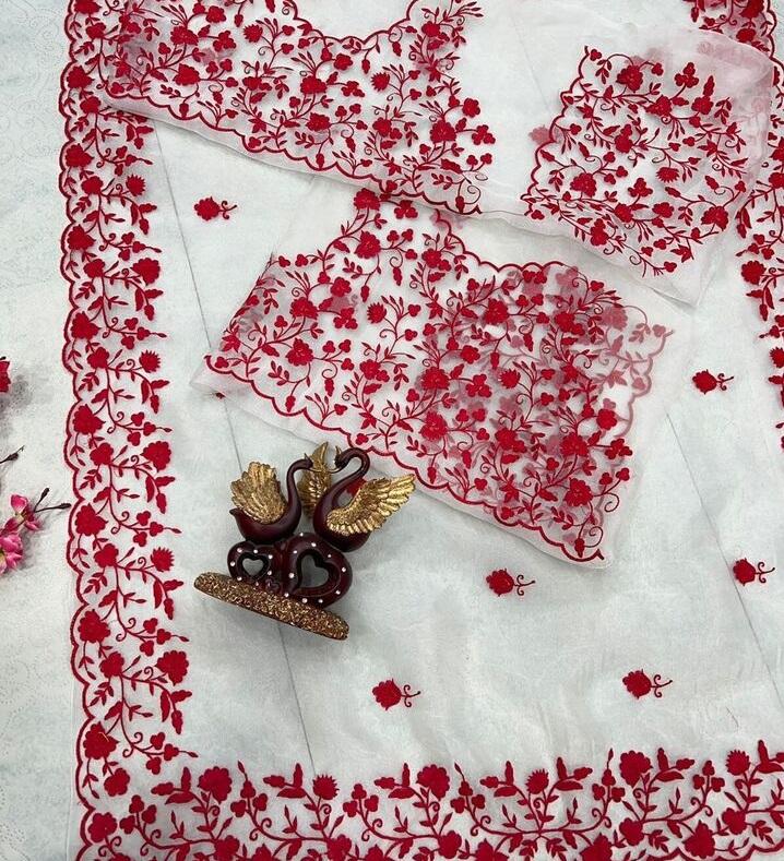 Дизайнерская одежда для вечеринок, тяжелая органза, вышитое сари, индийское женское болливудское этническое сари, блузка